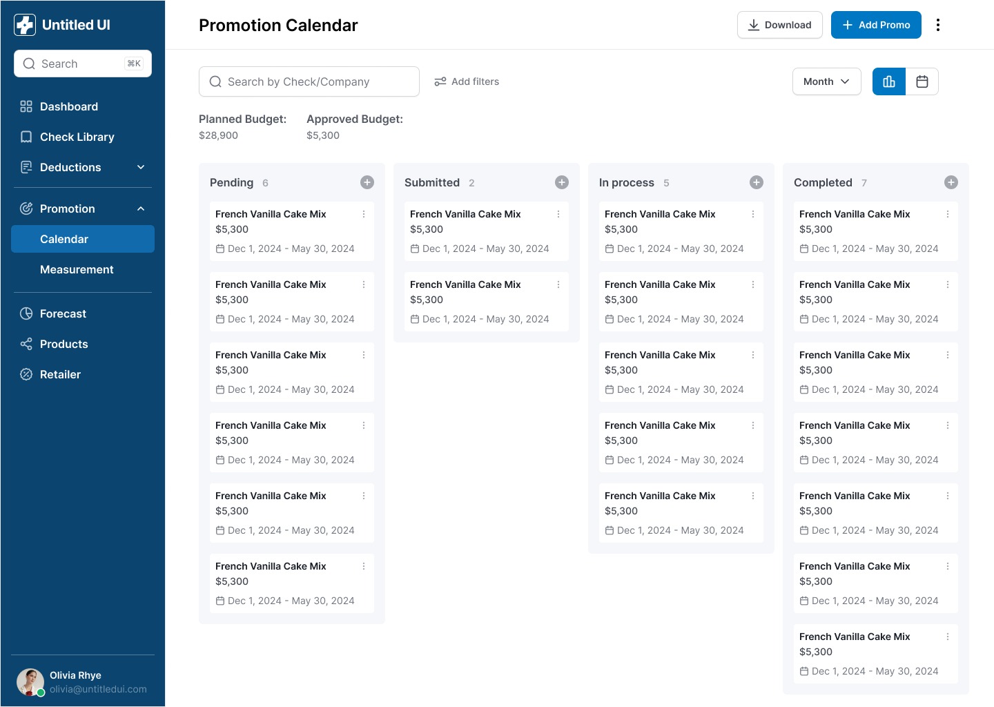 Promotion Gantt View